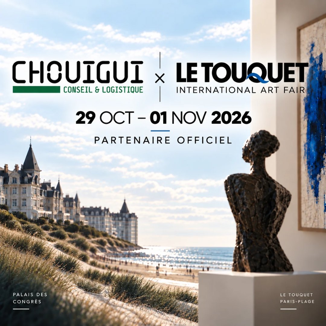 Affiche Le Touquet International Art Fair 2026 : Chouigui Conseil & Logistique partenaire officiel